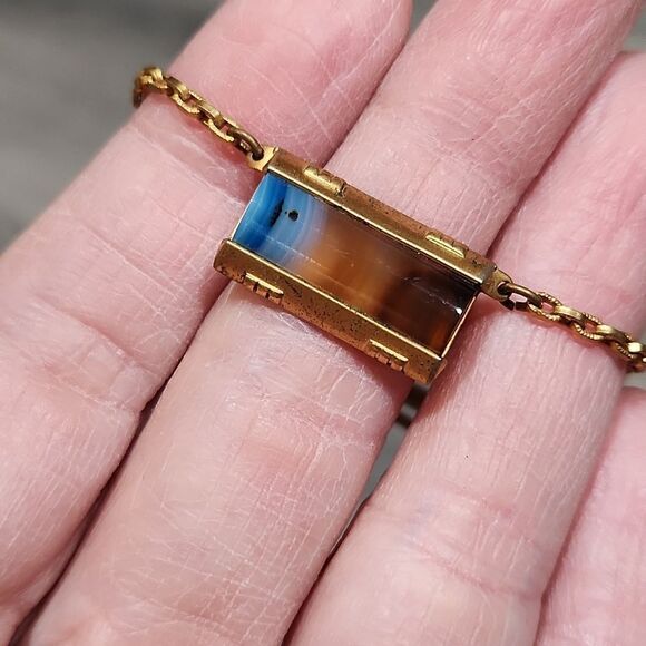 Vintage Tie Clip Slide w/Stone - Picture 2 of 5